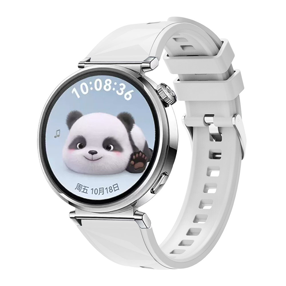 Huawei Uyumlu GT4 41mm Tuhatu Hasna9 18mm Silikon Kordon Strap Kayış-Beyaz