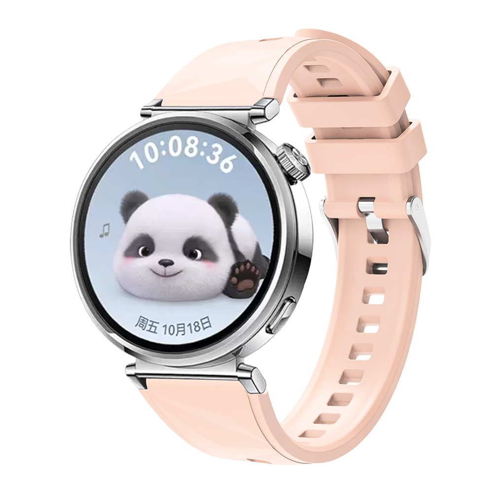 Huawei Uyumlu GT4 41mm Tuhatu Hasna9 18mm Silikon Kordon Strap Kayış-Pembe