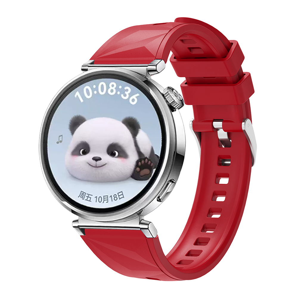 Huawei Uyumlu Watch GT5 41mm Tuhatu Hasna9 Silikon Kordon Strap Kayış-Kırmızı