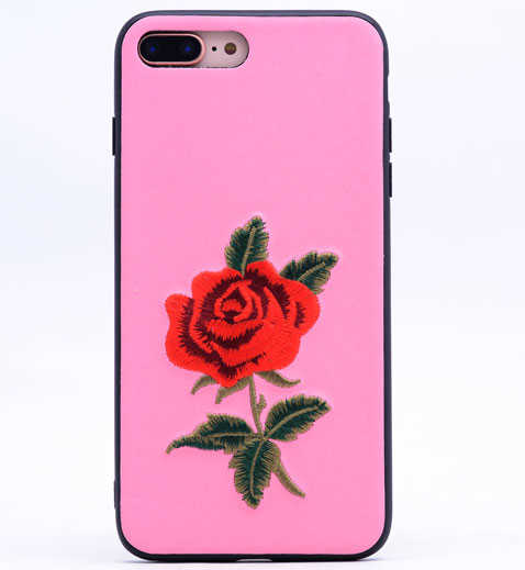 iPhone Uyumlu 8 Plus Kılıf Tuhatu Rose Kapak-Pembe