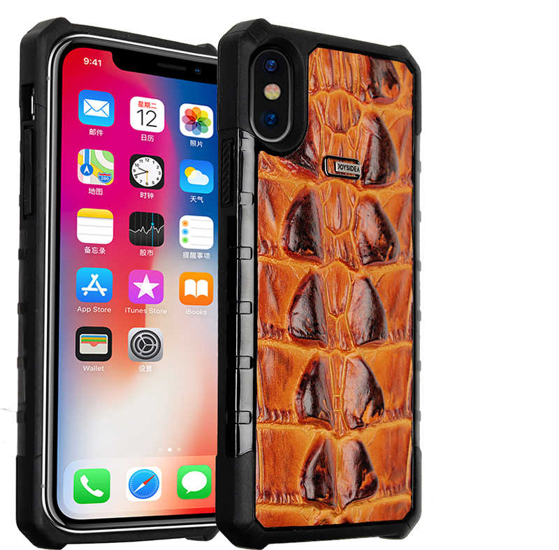 iPhone Uyumlu X Kılıf Tuhatu Crocow Kapak-Kahverengi