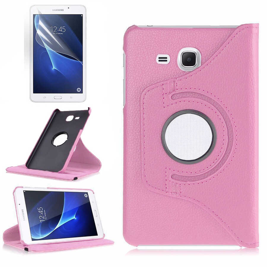 Galaxy Uyumlu Tab 4 T280 Tuhatu Dönebilen Standlı Kılıf-Pembe açık