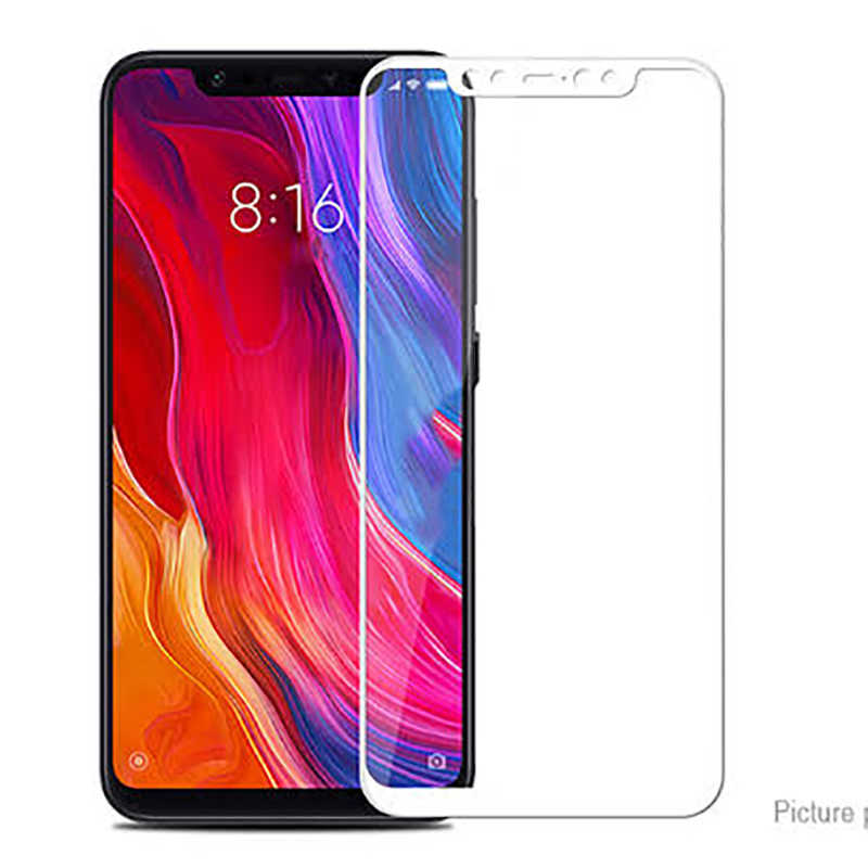 Xiaomi Uyumlu Mi 8 Tuhatu Kenarları Kırılmaya Dayanıklı Cam Ekran Koruyucu-Beyaz