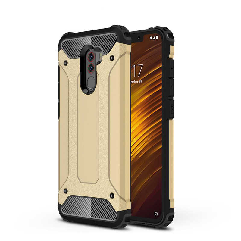 Xiaomi Uyumlu Pocophone F1 Kılıf Tuhatu Crash Silikon Kapak-Gold