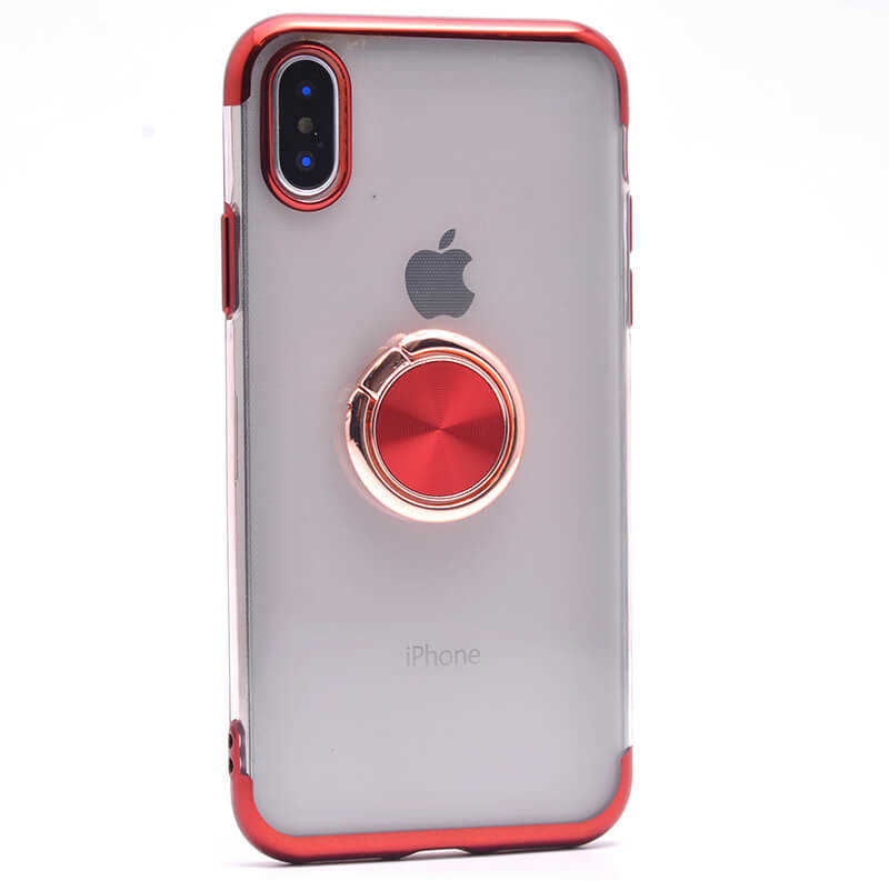 iPhone Uyumlu X Kılıf Tuhatu Gess Silikon-Kırmızı-rose gold