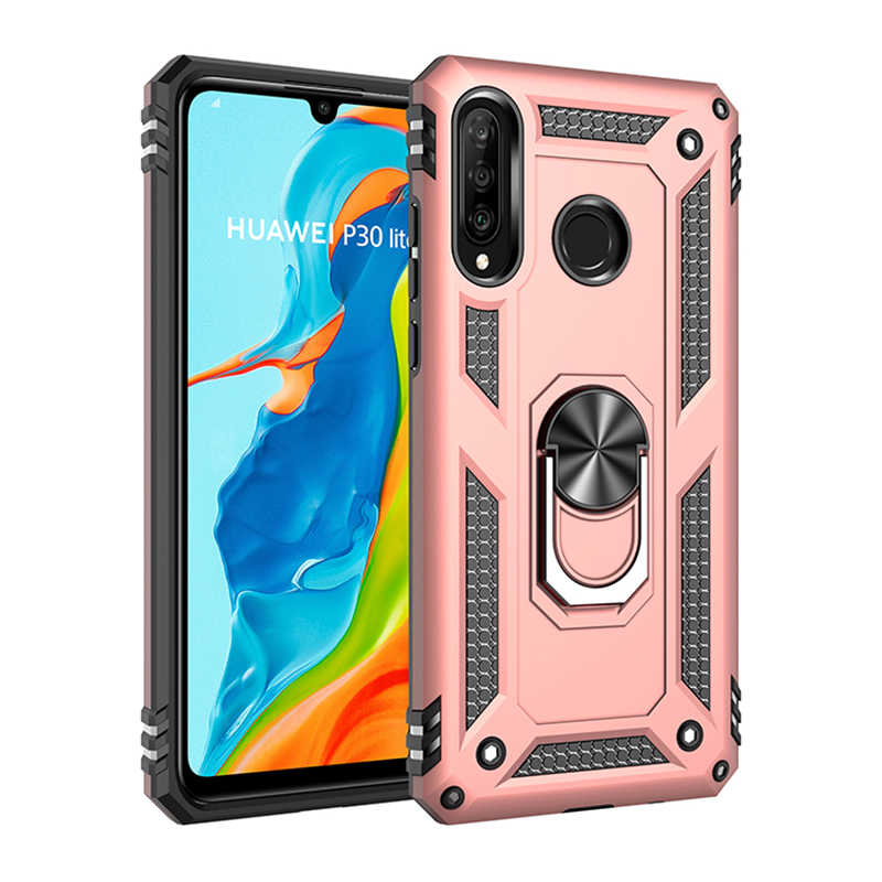 Huawei Uyumlu P30 Lite Kılıf Tuhatu Tank Kapak-Rose gold