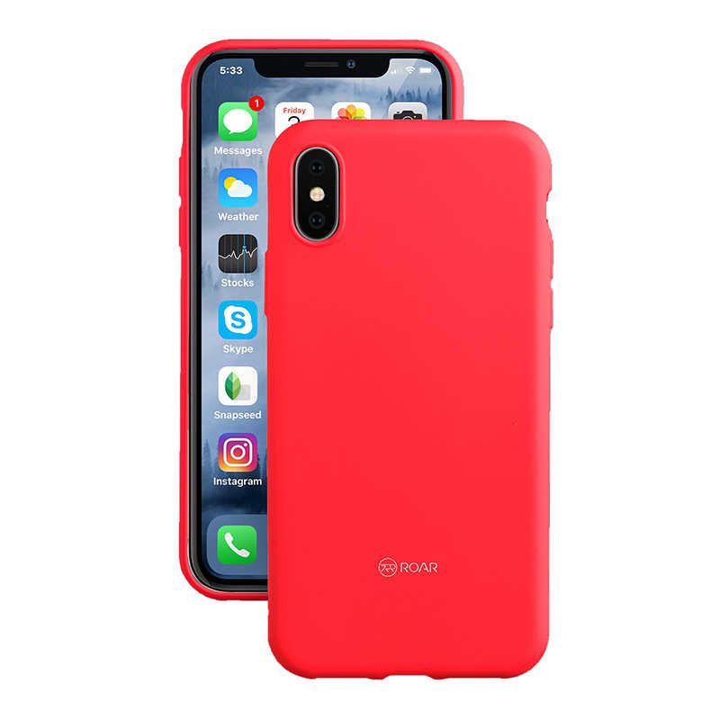 iPhone Uyumlu X Kılıf Roar Jelly Kapak-Pembe koyu