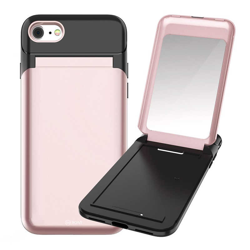 iPhone Uyumlu 7 Kılıf Roar Mirror Bumper Kapak-Rose gold