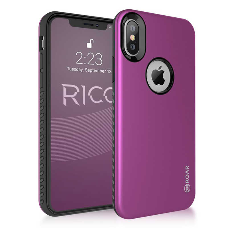 iPhone Uyumlu X Kılıf Roar Rico Hybrid Kapak-Mor