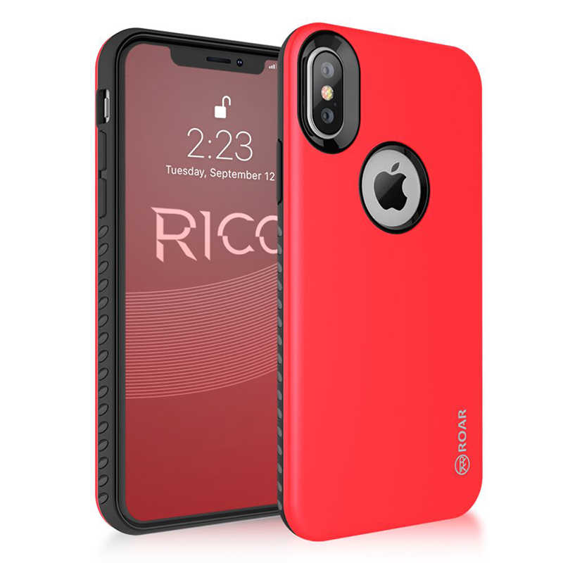 iPhone Uyumlu X Kılıf Roar Rico Hybrid Kapak-Kırmızı