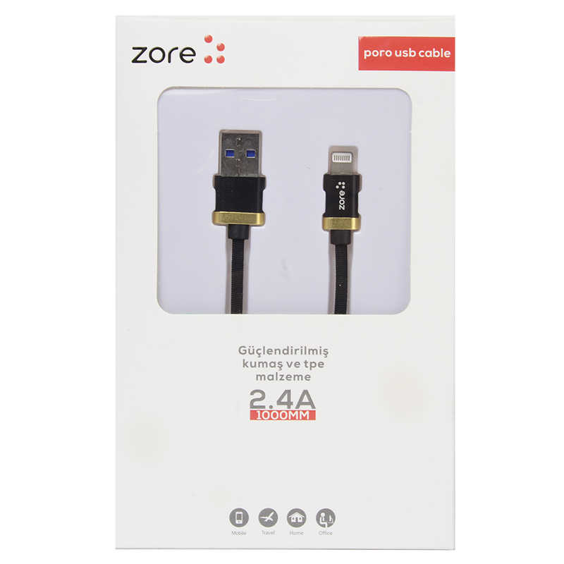 Tuhatu Poro Lightning Usb Kablo 1M-Siyah