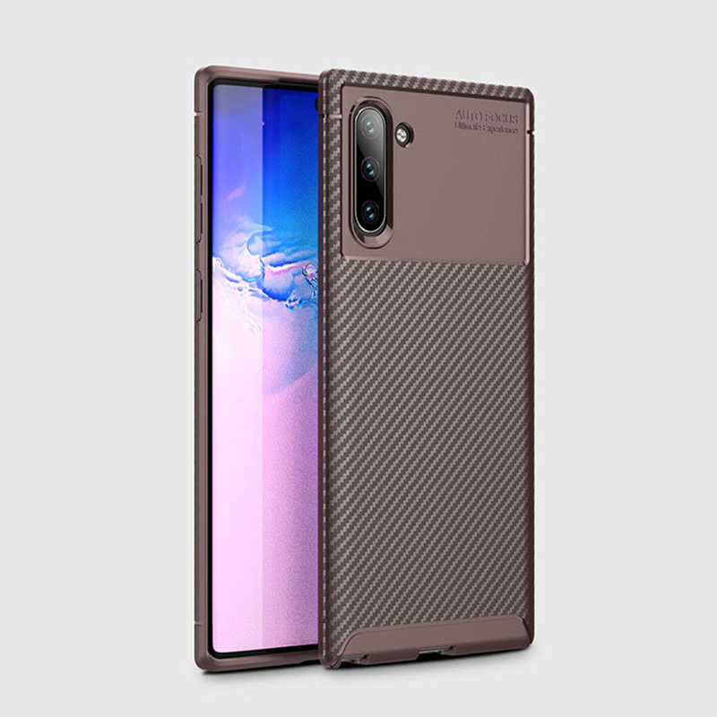 Galaxy Uyumlu Note 10 Kılıf Tuhatu Garavel Silikon Kapak-Kahverengi