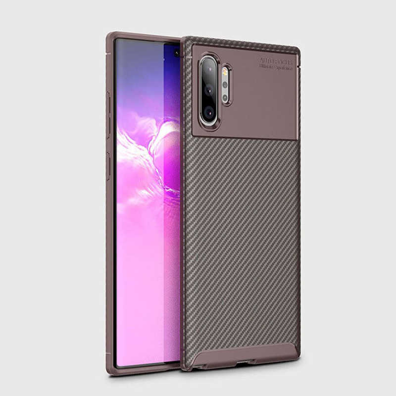 Galaxy Uyumlu Note 10 Plus Kılıf Tuhatu Garavel Silikon Kapak-Kahverengi