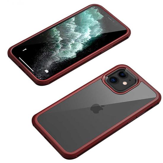 iPhone Uyumlu 12 Kılıf Tuhatu Dor Silikon Temperli Cam Kapak