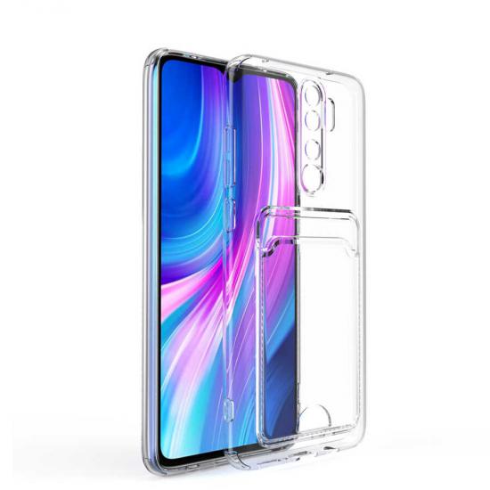 Xiaomi Uyumlu Redmi Note 8 Pro Kılıf Kartlıklı Şeffaf Tuhatu Setra Clear Silikon Kapak