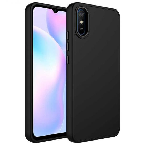 Xiaomi Uyumlu Redmi 9A Kılıf Metal Çerçeve ve Buton Tasarımlı Silikon Tuhatu Luna Kapak