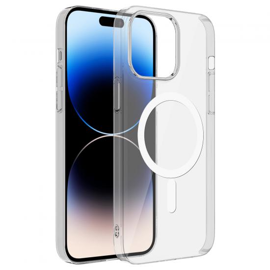 iPhone Uyumlu 14 Pro Max Kılıf Tuhatu Wireless Şarj Özellikli Şeffaf Tek Kamera Çerçeveli Porto Kapak