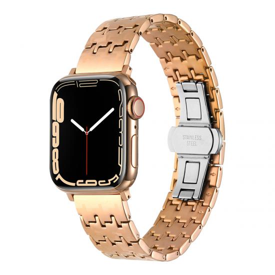 Apple Watch 7 45mm Zore KRD-86 Metal Kordon-Rose gold