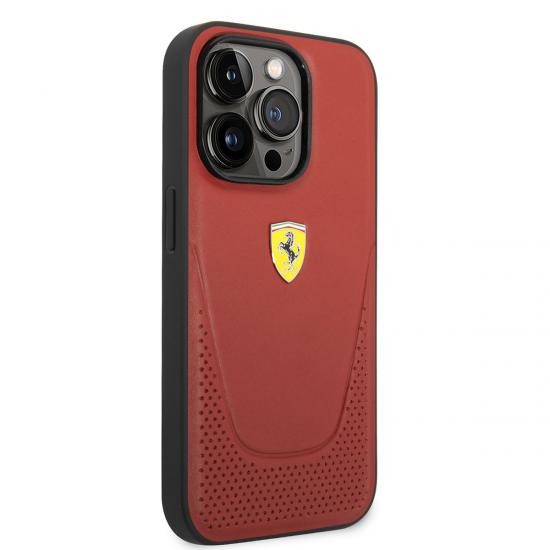 iPhone Uyumlu 14 Pro Kılıf Ferrari Deri Delikli Dizayn Kapak