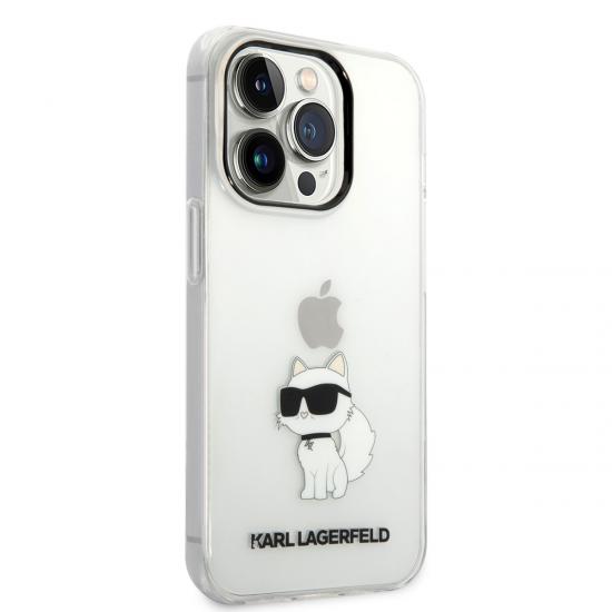 iPhone Uyumlu 14 Pro Kılıf Karl Lagerfeld Transparan Choupette Dizayn Kapak