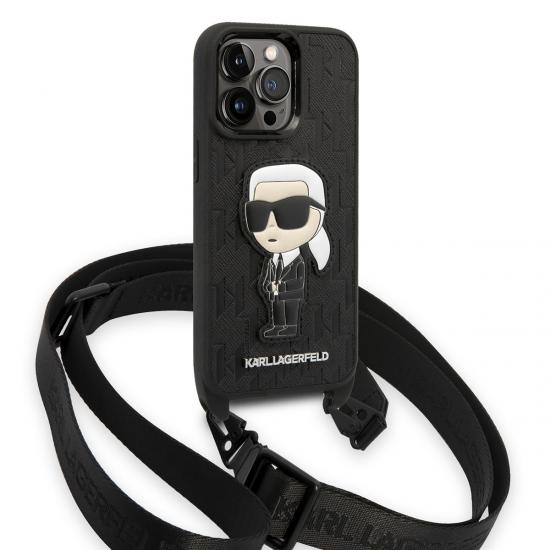 iPhone Uyumlu 14 Pro Kılıf Karl Lagerfeld Boyun Askılı Karl Dizayn Kapak