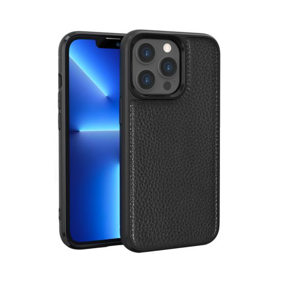 iPhone Uyumlu 13 Pro Kılıf Wiwu Genuine Leather Taşotic Calfskin Orjinal Deri Kapak