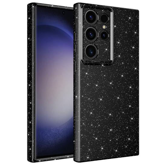 Galaxy Uyumlu S23 Ultra Kılıf Kamera Korumalı Simli Lüks Tuhatu Koton Kapak