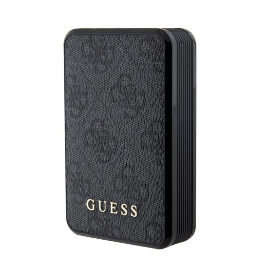 Guess Orjinal Lisanslı Dijital Led Göstergeli PU Deri 4G Desenli Metal Yazı Logolu Powerbank 10000mAh 18W