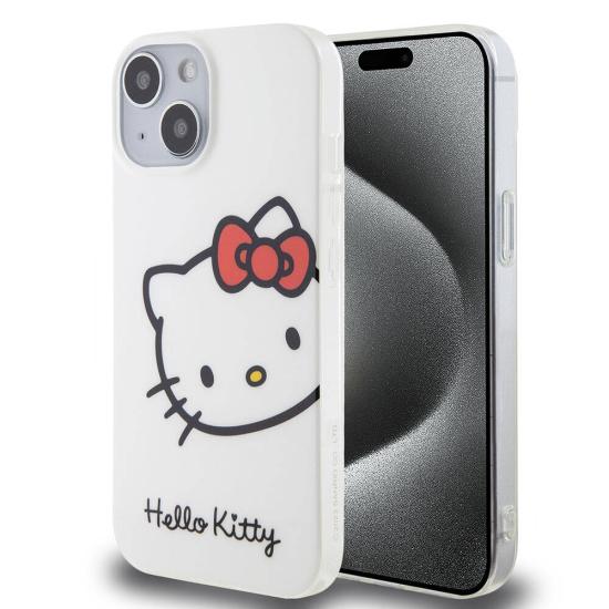 iPhone Uyumlu 15 Kılıf Hello Kitty Orjinal Lisanslı Yazı ve İkonik Logolu Kitty Head Kapak