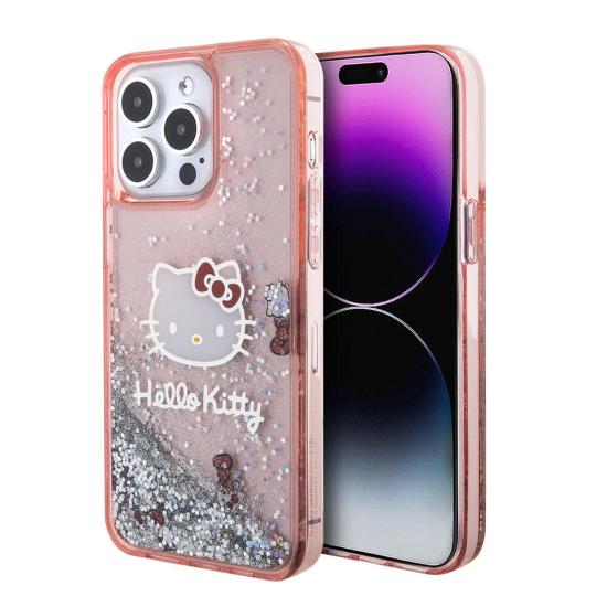 iPhone Uyumlu 15 Pro Max Kılıf Hello Kitty Orjinal Lisanslı İkonik Sıvılı Glitter Kapak