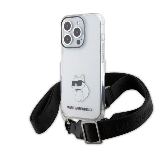 iPhone Uyumlu 15 Pro Kılıf Karl Lagerfeld Orjinal Lisanslı Boyun Askılı Choupette İkonik Crossbody Kapak