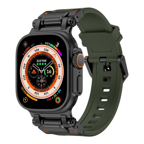 Watch 7 45mm Tuhatu KRD-101 Titanyum Metal Başlıklı Silikon Kordon