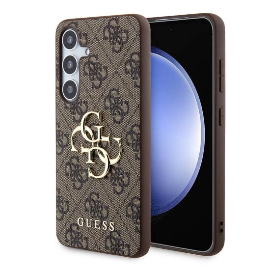 Galaxy Uyumlu S24 Kılıf Guess Orjinal Lisanslı PU Deri Yazı ve 4G Metal Logolu Desenli Kapak