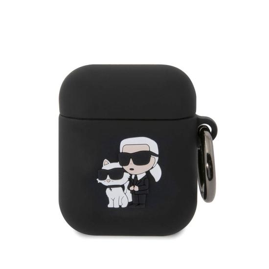 Airpods Uyumlu Kılıf Karl Lagerfeld Orjinal Lisanslı Karl & Choupette 3D Silikon Kapak