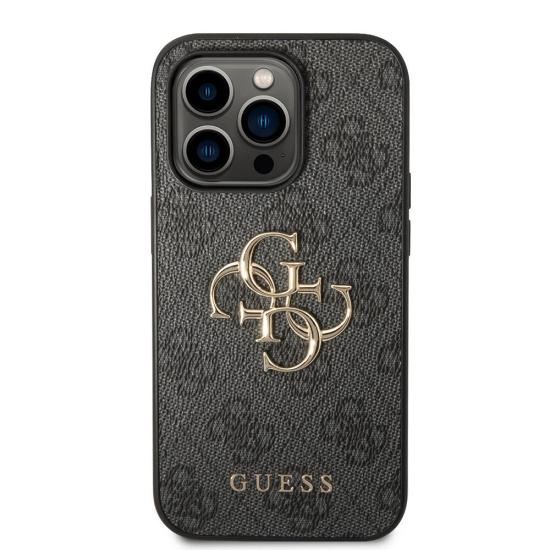 iPhone Uyumlu 14 Pro Kılıf Guess PU Deri Büyük Metal Logo Dizaynlı Kapak