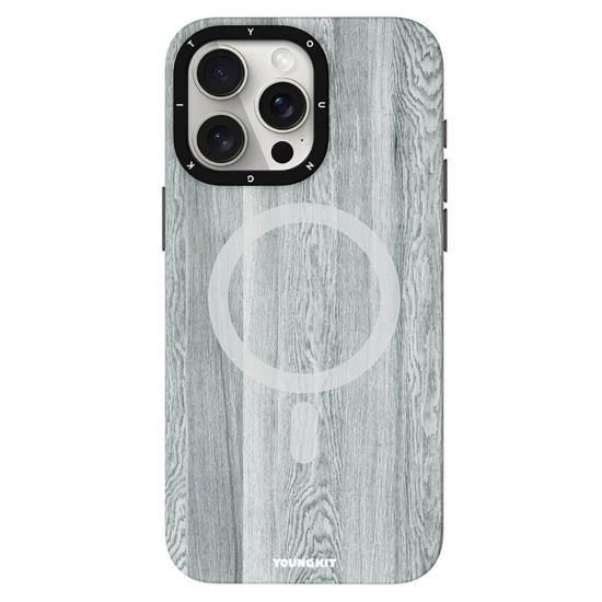 iPhone Uyumlu 14 Pro Max Kılıf Magsafe Şarj Özellikli Sararmaya Dayanıklı Youngkit Wood Forest Serisi Kapak