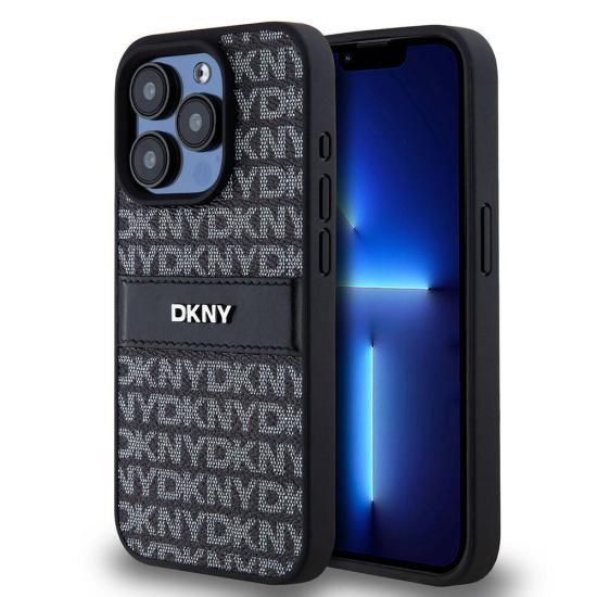 iPhone Uyumlu 15 Pro Max Kılıf DKNY Orjinal Lisanslı 3D Yazılı Repeat Texture Pattern Kapak