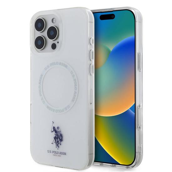 iPhone Uyumlu 16 Pro Max Kılıf U.S. Polo Assn. Orjinal Lisanslı Magsafe Şarj Özellikli IML Double Horse Logolu Ring Kapak