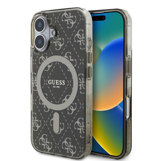 iPhone Uyumlu 16 Pro Kılıf Guess Orjinal Lisanslı Magsafe Şarj Özellikli IML Baskılı Klasik Logolu 4G Desenli Kapak