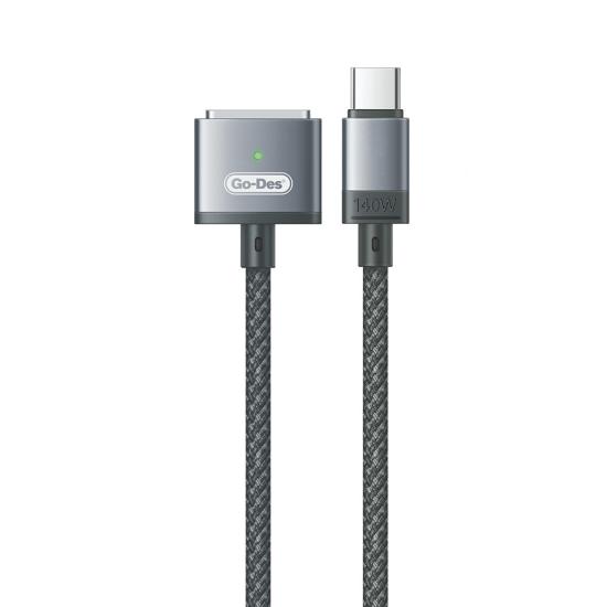 Go-Des GD-UC807 Type-C - MagSafe 3 Macbook Uyumlu Şarj Kablosu 140W 2 Metre