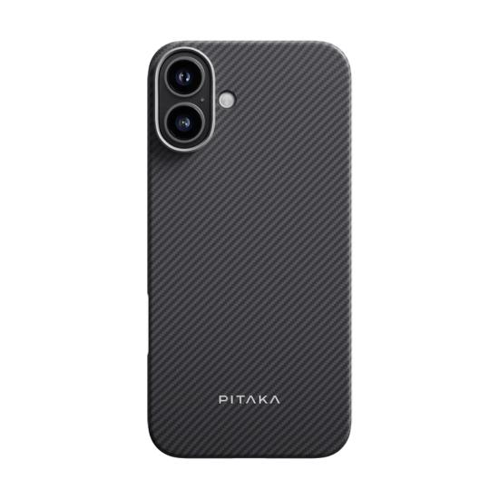 iPhone Uyumlu 16 Kılıf Magsafe Şarj Özellikli 600D Aramid Fiber Pitaka Ultra-Slim Classic Serisi Black-Grey Twill Kapak